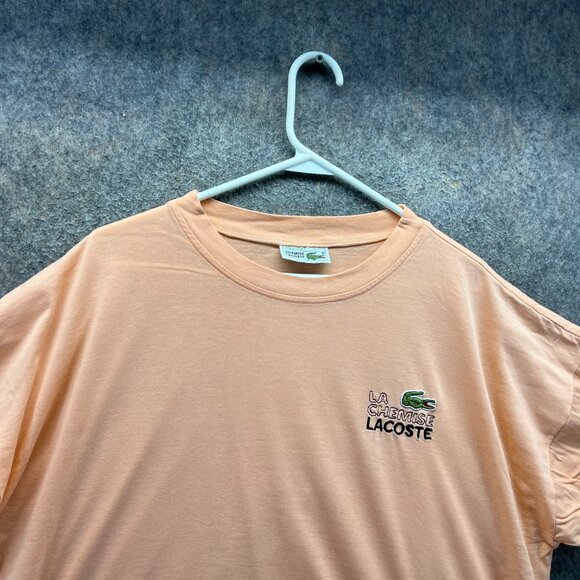 Lacoste Chemise Shirt Mens 2XL Peach Orange Crocodile Logo Tee Spell Out Logo 7 - Picture 8 of 10